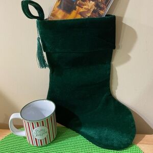 🎄 Holiday Bundle: Green Velvet Stocking • Camper Mug • Trans-Siberian Orchestra